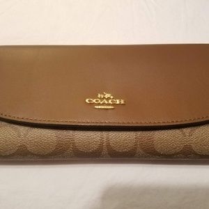 Coach Signature Trifold 7 3/4'' Checkbook Wallet